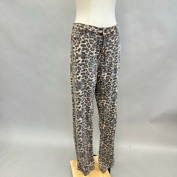 LIONESS Carmlea Jeans in Leopard print straight leg size medium 100% cotton - Picture 7 of 13